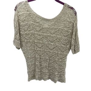 Maurices
open knit crochet boho ivory metallic copper sweater large